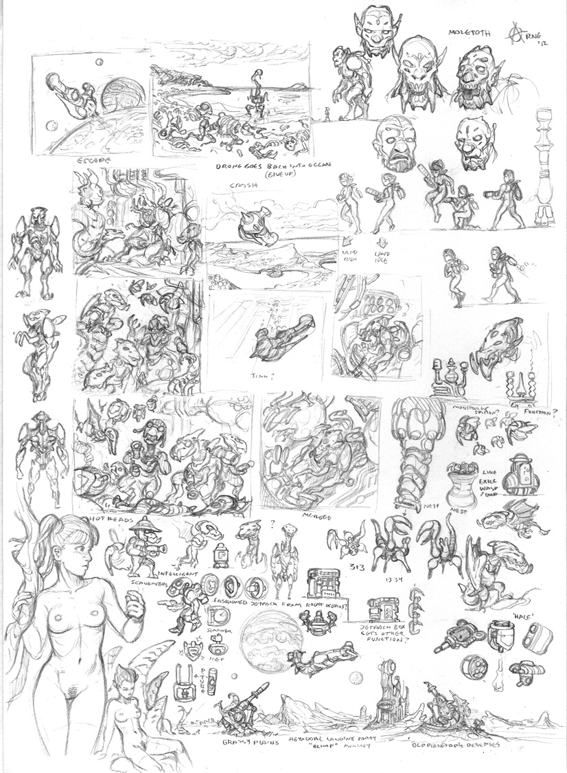 Psygnosis pencil drawings and concepts by Niklas Jansson