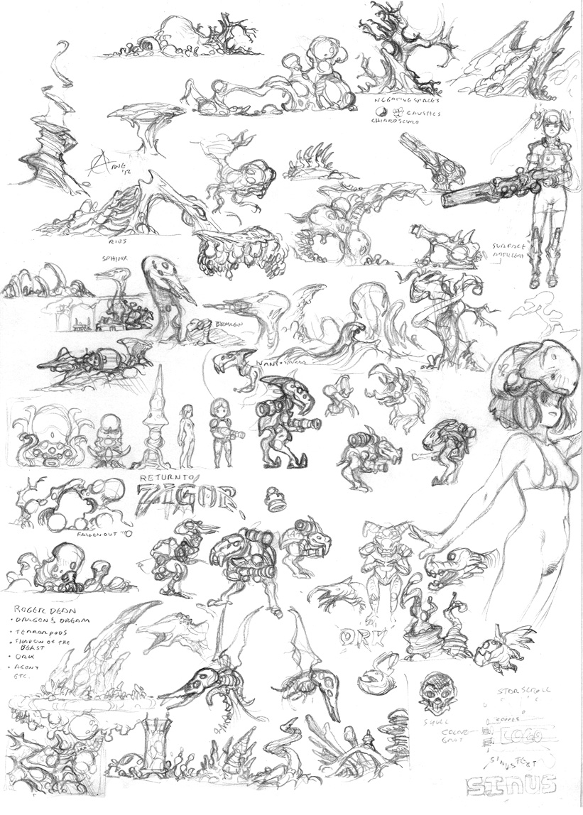 Psygnosis pencil drawings and concepts by Niklas Jansson